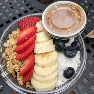 Acai bowl with almond butter as a side