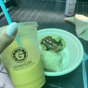 Mango smoothie &amp; Cali Avocado wrap.