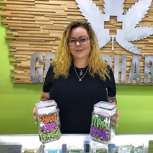 Jackie knows product better then anyone! If you aren't sure what you want to smoke and you see her around, you are in luck!