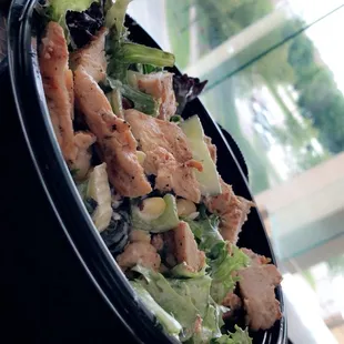 a close up of a salad