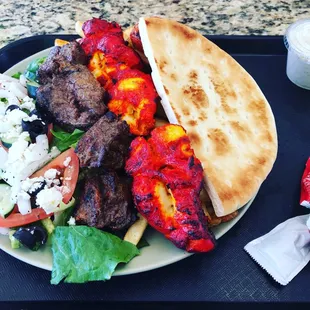 Beef and spicy chicken kabobs!!!