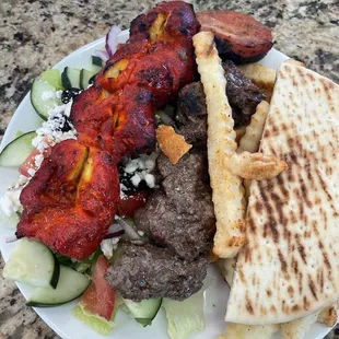 Spicy Chicken Kabob Beef Kabob Plate