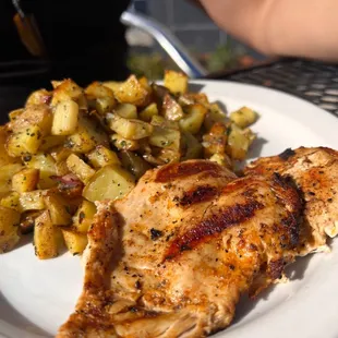 grilled chicken and potatoes