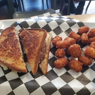 Patty melt and tater tots #yum #ReviewsByRL