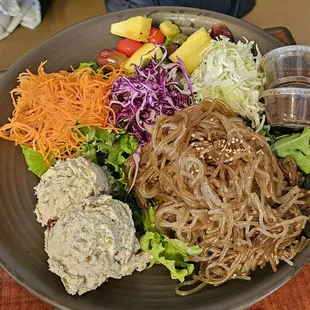 Trio with chicken salad.