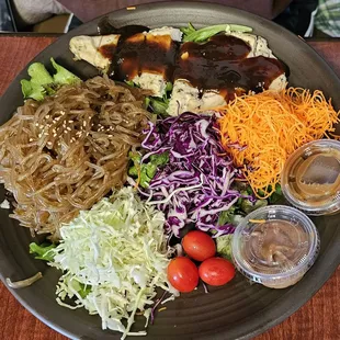 Trio with teriyaki chicken. No fruit.