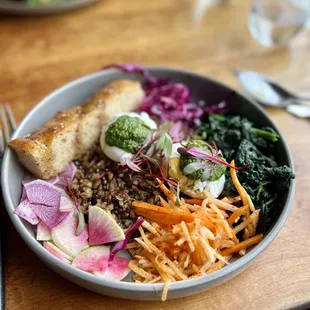 Mujadara with poached eggs- brunch