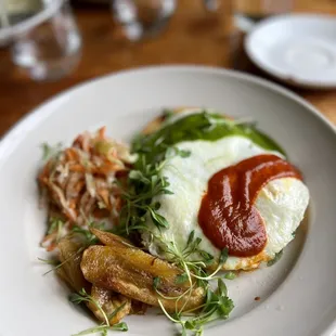 Pea tendril and potato pupusas brunch