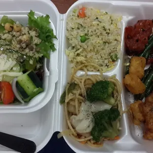 From salad and hot bar