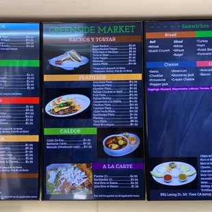 a menu and a fire extinguisher