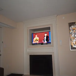 Fireplace under TV