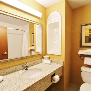 Our bathroom's are spacious with eco-friendly amenities.
