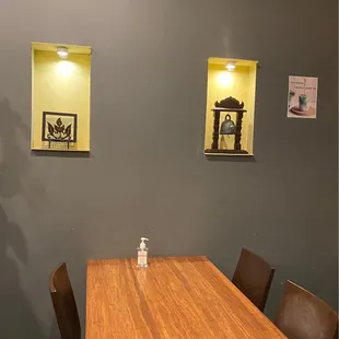 a table and chairs in a restaurant