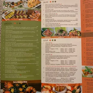 the menu for the restaurant