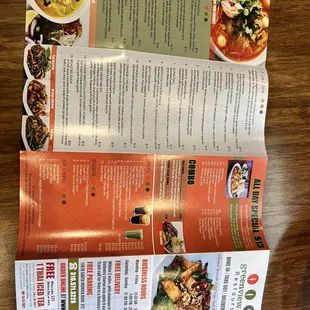 the menu of the restaurant