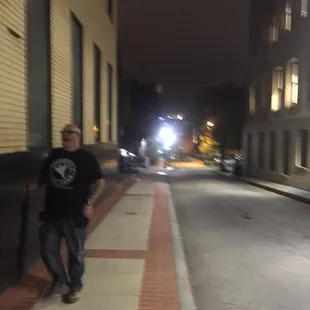 a man walking down the street