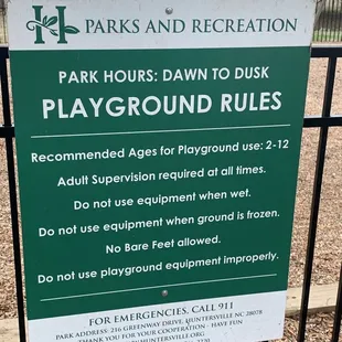 Playground rules
