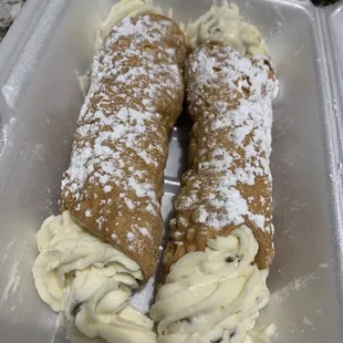 Cannoli, big enough to share, but I bet you won't.