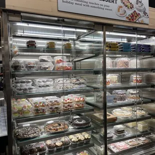 Lots of delicious looking dessert items all individually packaged and ready to go.