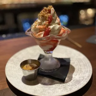 Strawberry shortcake sundae