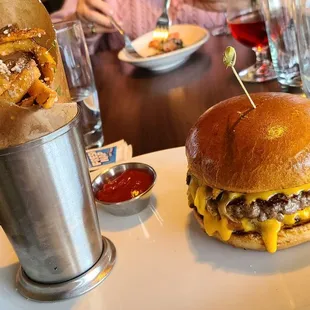 Double cheeseburger and truffle fries