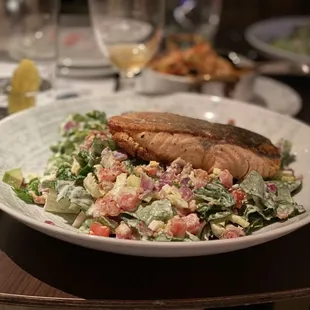 Love my Tossed Chicken Cobb Salad with salmon instead of chicken