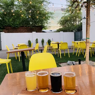 Beer flight In the patio area