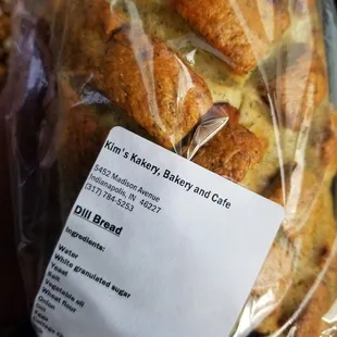 a bag of freshly baked bread