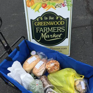 a cart full of groceries
