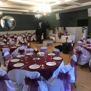 Dining room set up for wedding reception