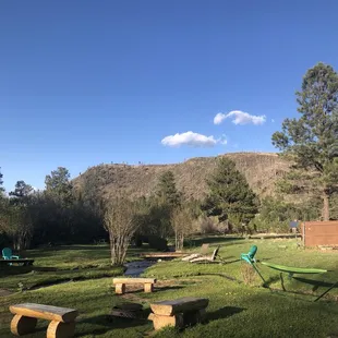 Creek nearby and community area private to Greer Lodge.