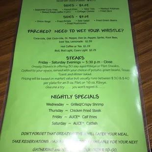 menu