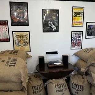 offee bags and posters