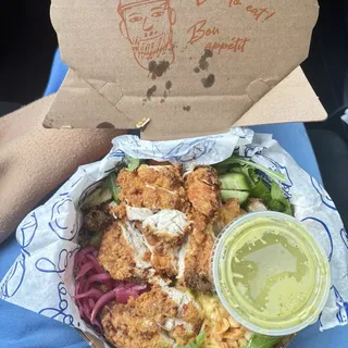 Fried chicken mixed green