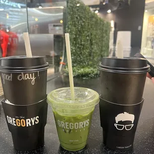 Vanilla latte and matcha latte