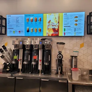 menus and coffee machines