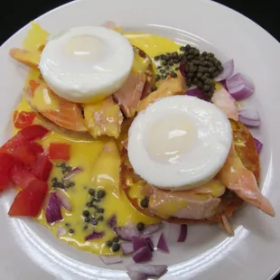 House smoked salmon Eggs Benedict