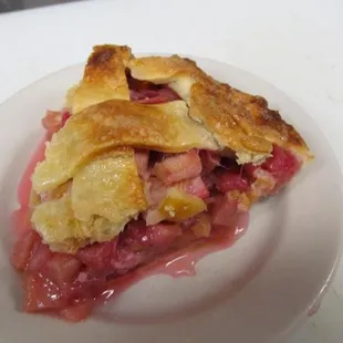 Made on premise. Fresh rhubarb pie.