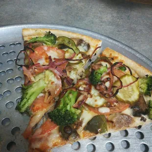 Vegetarian pizza slices