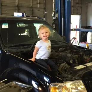 We install engines and transmissions, Bailey is supervising the job.