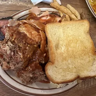 Tope view of my 3 meat sampler plate.