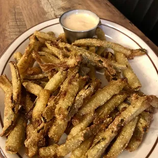 Deep fried pickles with spice ranch