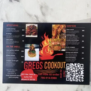 Front of menu