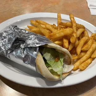 Chicken Pita and French Fries