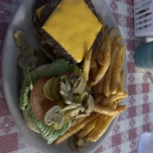 a burger and french fries