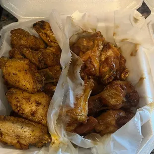Lemon pepper (left), teriyaki (right)