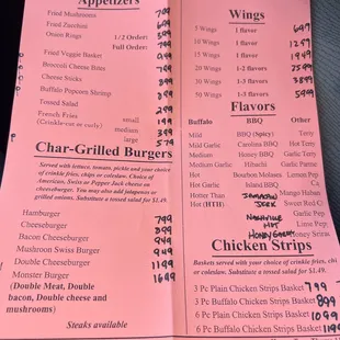 menu