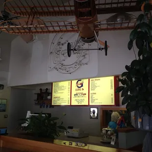 an airplane hanging from the ceiling