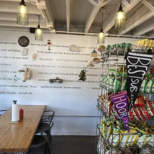 a table and chairs in a restaurant