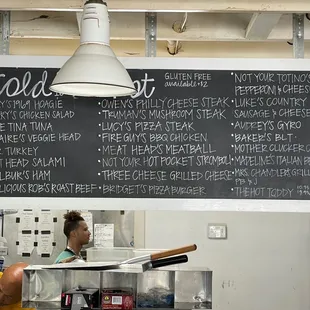 a menu on a chalkboard